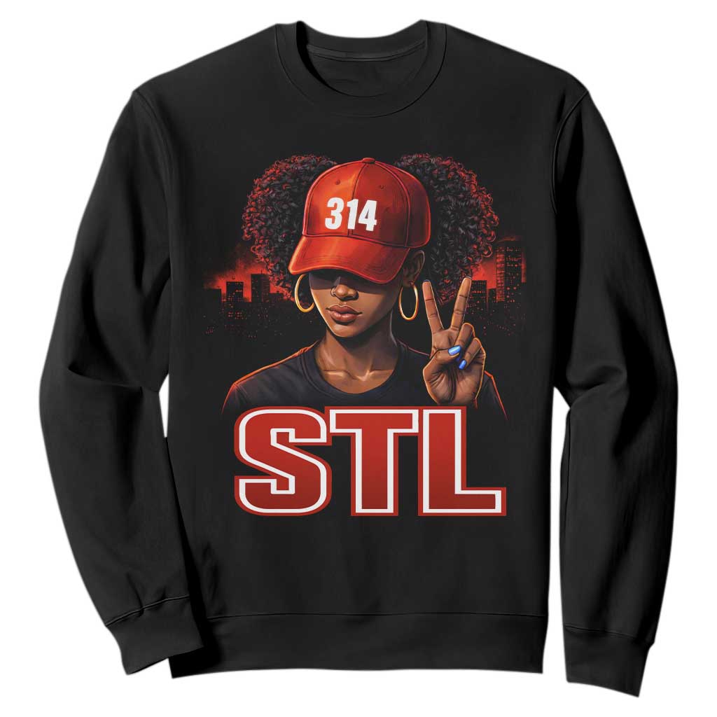 314 STL Sweatshirt Red Hat African American Woman Area Code St Louis City Pride TS10 Black Print Your Wear