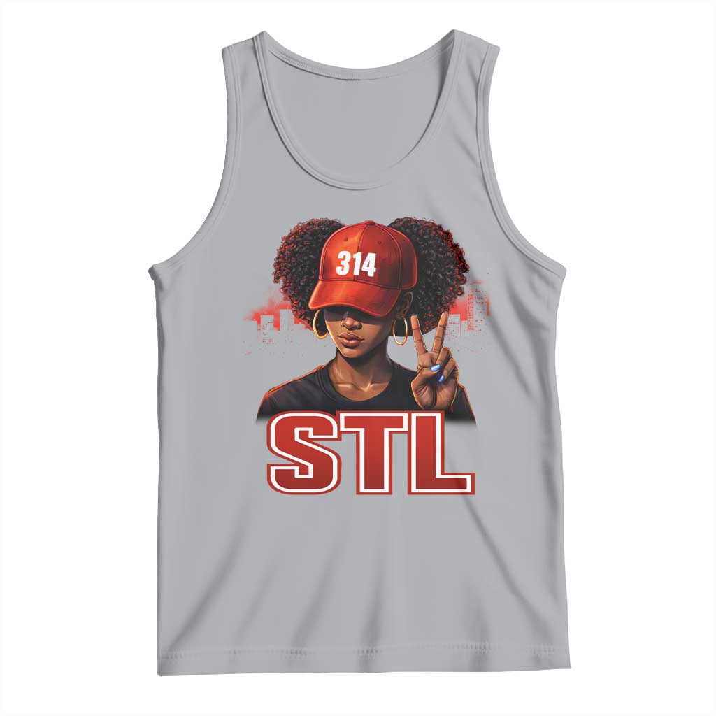 314 STL Tank Top Red Hat African American Woman Area Code St Louis City Pride TS10 Athletic Heather Print Your Wear