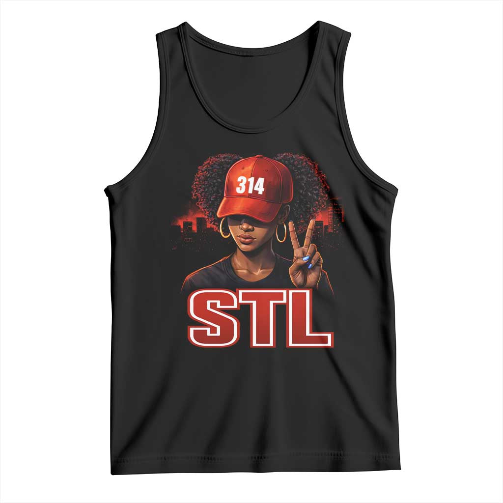 314 STL Tank Top Red Hat African American Woman Area Code St Louis City Pride TS10 Black Print Your Wear