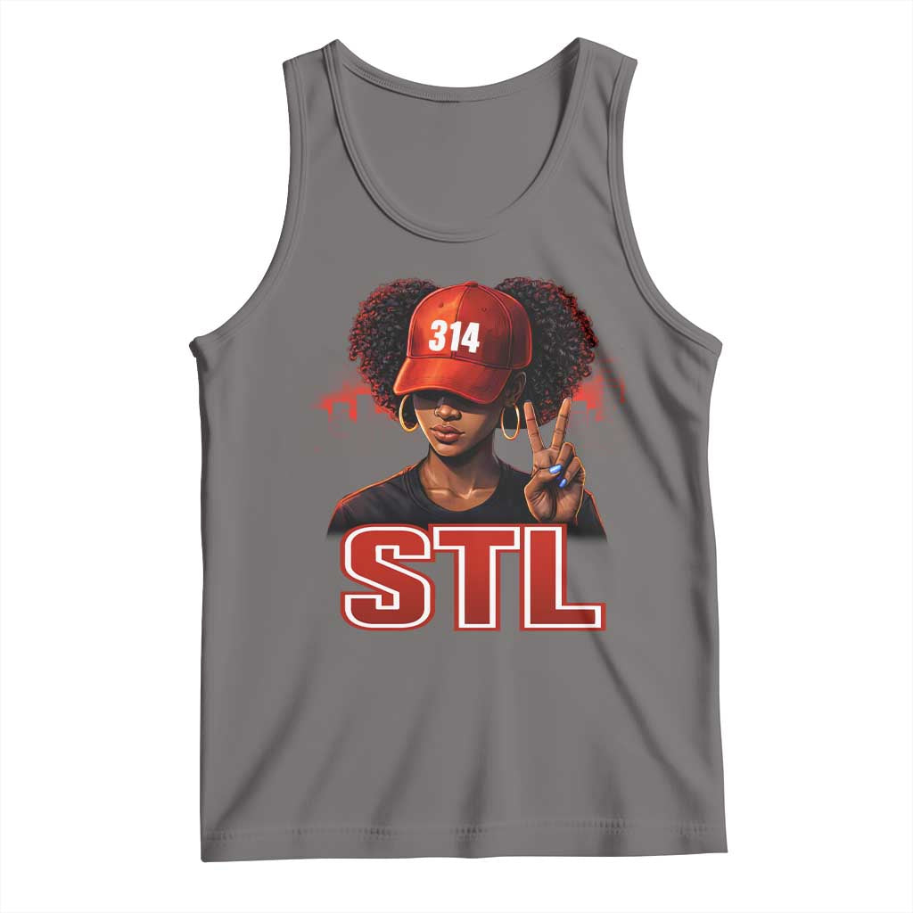 314 STL Tank Top Red Hat African American Woman Area Code St Louis City Pride TS10 Deep Heather Print Your Wear