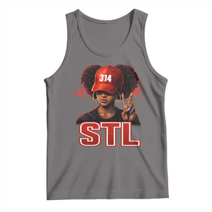 314 STL Tank Top Red Hat African American Woman Area Code St Louis City Pride TS10 Deep Heather Print Your Wear