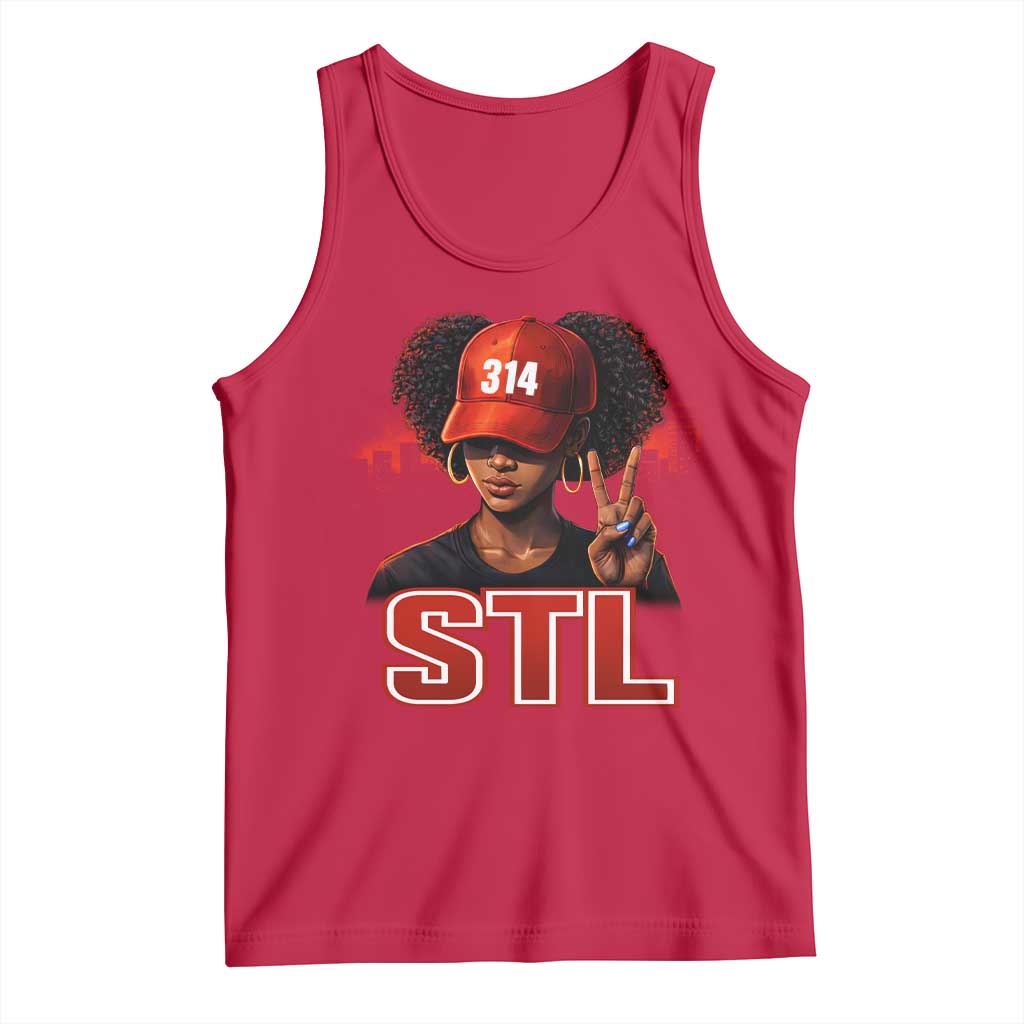 314 STL Tank Top Red Hat African American Woman Area Code St Louis City Pride TS10 Red Print Your Wear