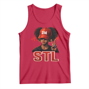 314 STL Tank Top Red Hat African American Woman Area Code St Louis City Pride TS10 Red Print Your Wear