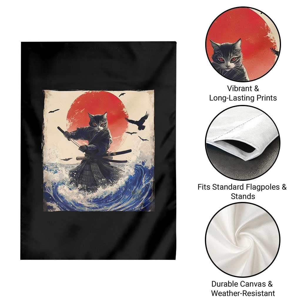 Samurai Cat Garden Flag Vintage Japanese Art Anime Ukiyo-e Warrior TS10 Print Your Wear