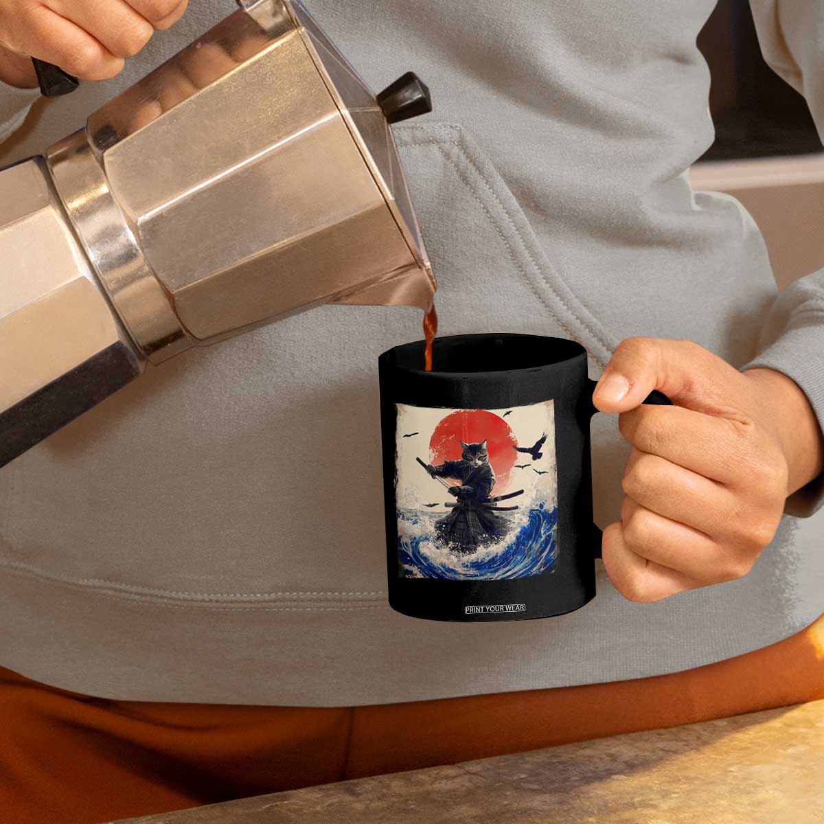 Samurai Cat Coffee Mug Vintage Japanese Art Anime Ukiyo-e Warrior TS10 Print Your Wear