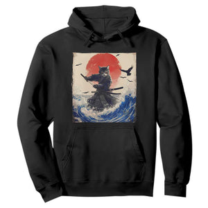 Samurai Cat Hoodie Vintage Japanese Art Anime Ukiyo-e Warrior TS10 Black Print Your Wear