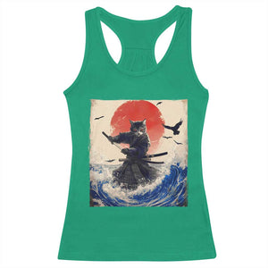 Samurai Cat Racerback Tank Top Vintage Japanese Art Anime Ukiyo-e Warrior TS10 Irish Green Print Your Wear