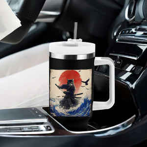 Samurai Cat Tumbler With Handle Vintage Japanese Art Anime Ukiyo-e Warrior TS10 Print Your Wear