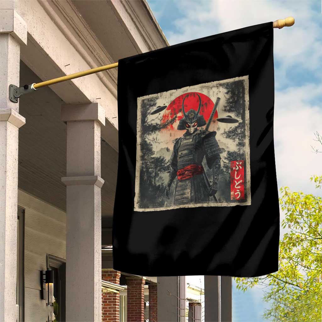 Alien Samurai Garden Flag Vintage Japanese Art UFO Funny Ukiyo-e Warrior TS10 Print Your Wear