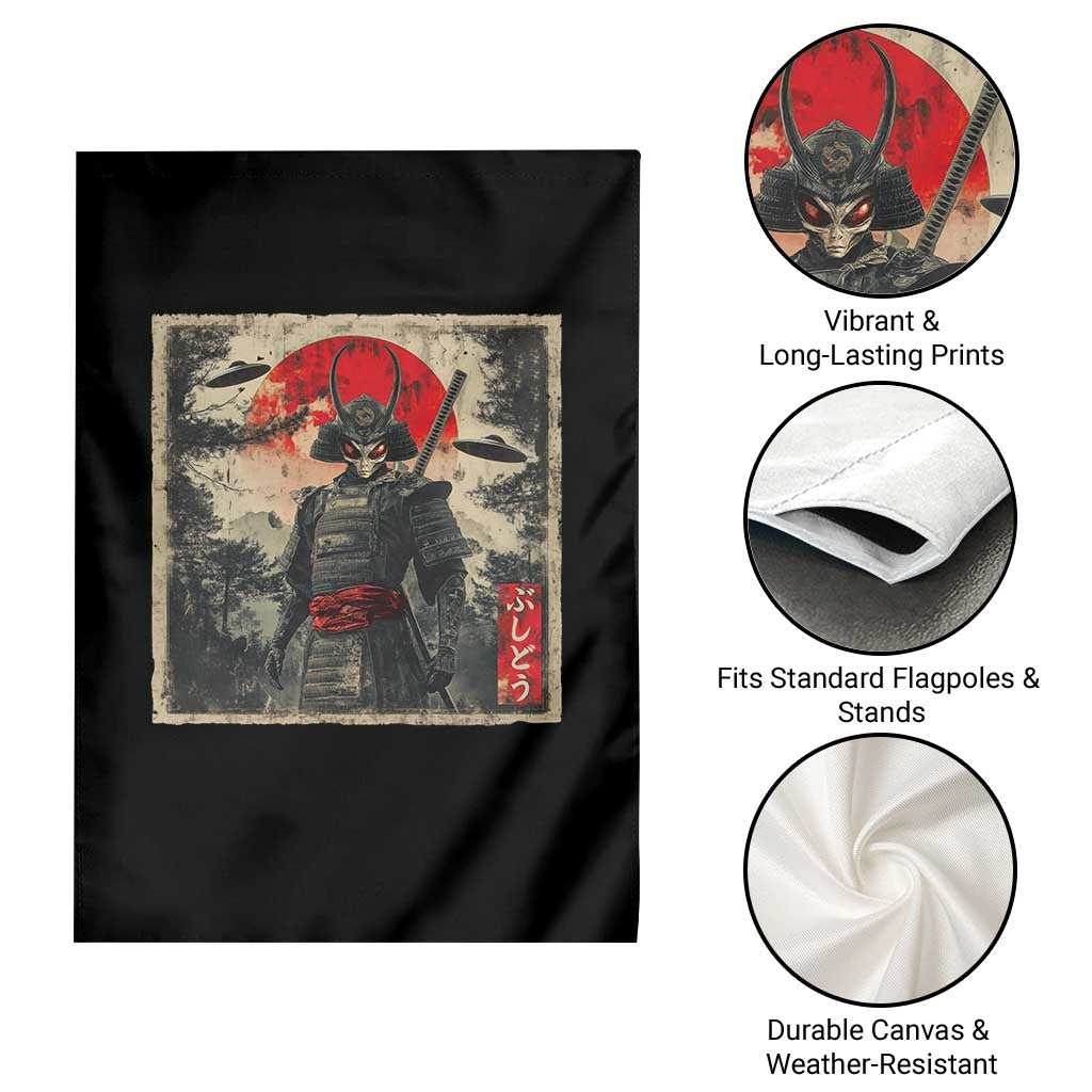 Alien Samurai Garden Flag Vintage Japanese Art UFO Funny Ukiyo-e Warrior TS10 Print Your Wear