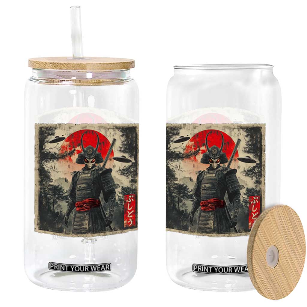 Alien Samurai Glass Can Vintage Japanese Art UFO Funny Ukiyo-e Warrior TS10 Print Your Wear
