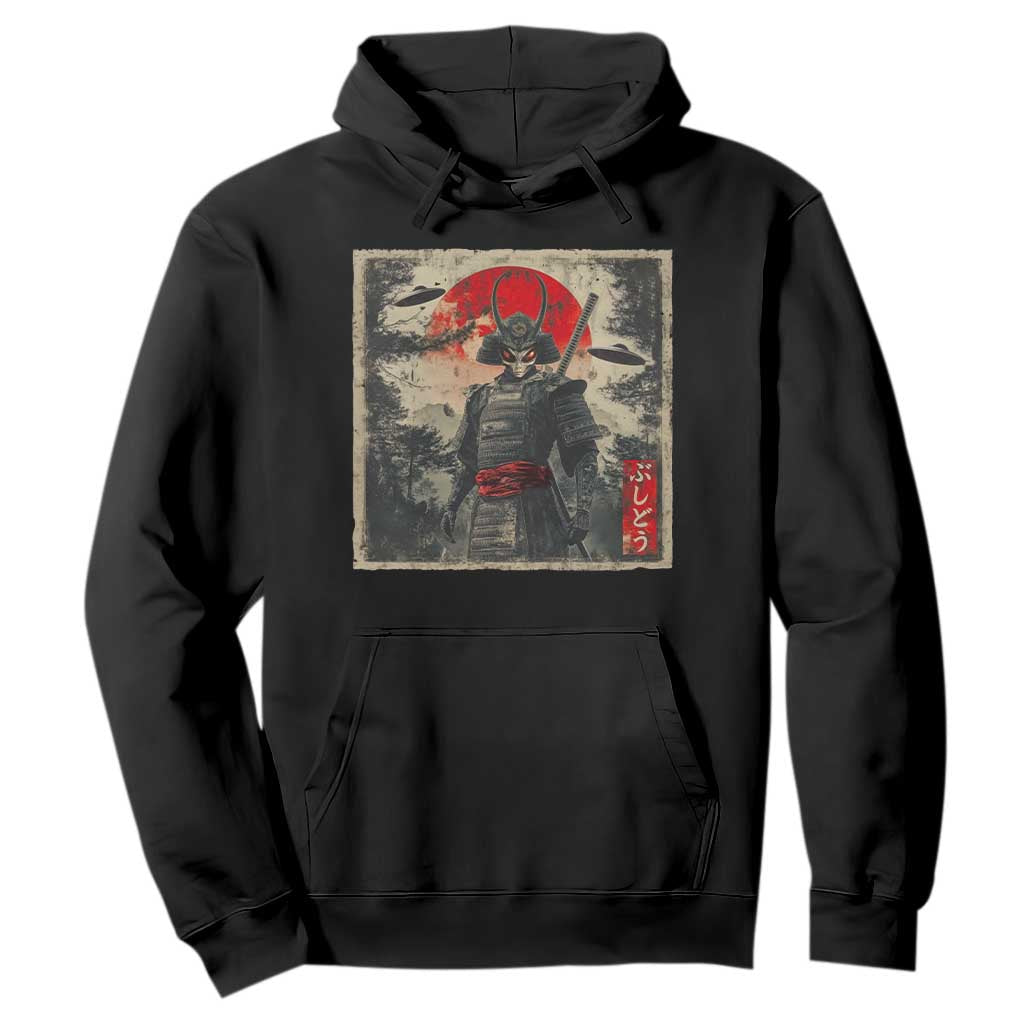 Alien Samurai Hoodie Vintage Japanese Art UFO Funny Ukiyo-e Warrior TS10 Black Print Your Wear