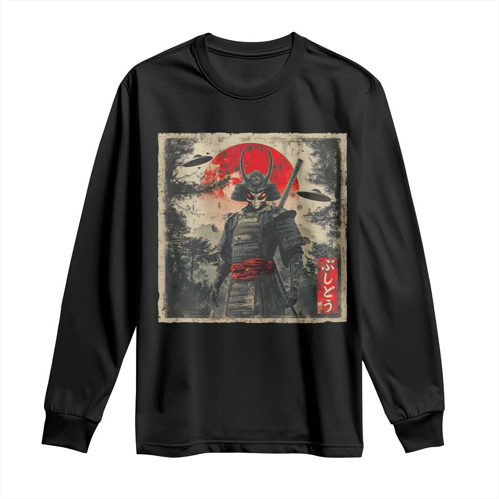 Alien Samurai Long Sleeve Shirt Vintage Japanese Art UFO Funny Ukiyo-e Warrior TS10 Black Print Your Wear