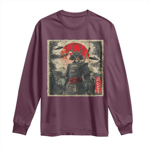 Alien Samurai Long Sleeve Shirt Vintage Japanese Art UFO Funny Ukiyo-e Warrior TS10 Maroon Print Your Wear