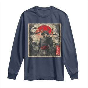 Alien Samurai Long Sleeve Shirt Vintage Japanese Art UFO Funny Ukiyo-e Warrior TS10 Navy Print Your Wear