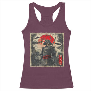 Alien Samurai Racerback Tank Top Vintage Japanese Art UFO Funny Ukiyo-e Warrior TS10 Maroon Print Your Wear