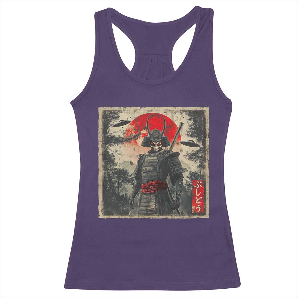 Alien Samurai Racerback Tank Top Vintage Japanese Art UFO Funny Ukiyo-e Warrior TS10 Purple Print Your Wear