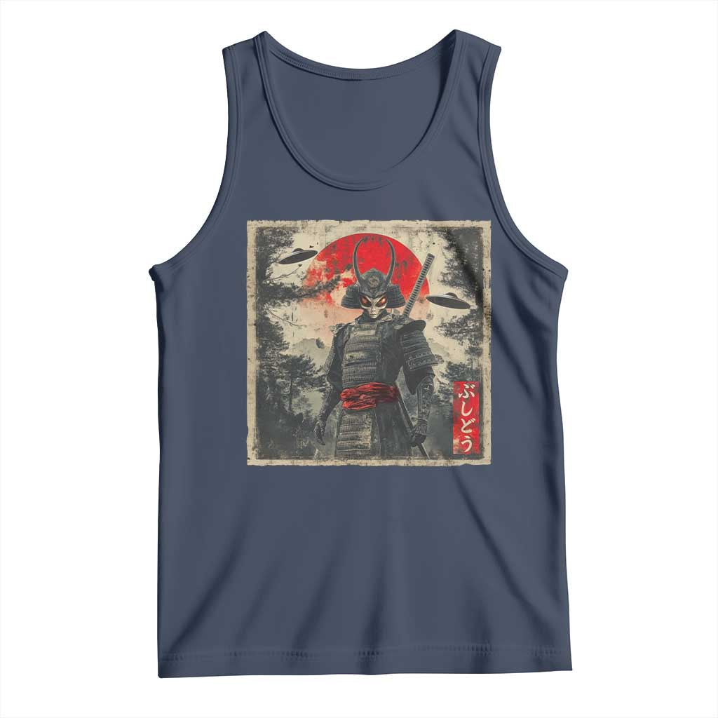 Alien Samurai Tank Top Vintage Japanese Art UFO Funny Ukiyo-e Warrior TS10 Navy Print Your Wear