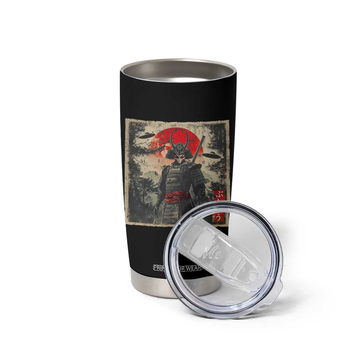 Alien Samurai Tumbler Cup Vintage Japanese Art UFO Funny Ukiyo-e Warrior TS10 Print Your Wear