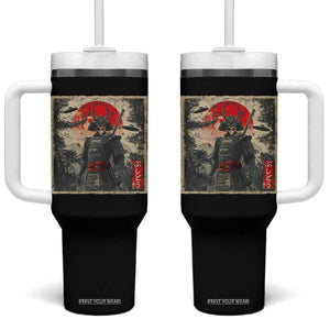 Alien Samurai Tumbler With Handle Vintage Japanese Art UFO Funny Ukiyo-e Warrior TS10 One Size: 40 oz Black Print Your Wear