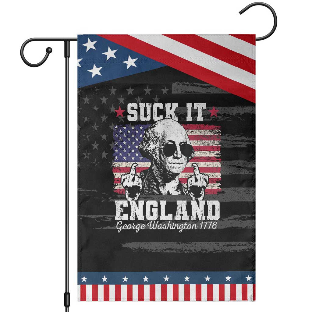 Funny 4th of July George Washington Garden Flag Suck It England 1776 TS10 Distressed Black Blue Print Your Wear