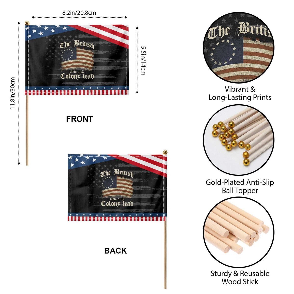 Funny Historical Patriotic Handheld Flag The British Blew A Thirteen Colony Lead TS10 Print Your Wear