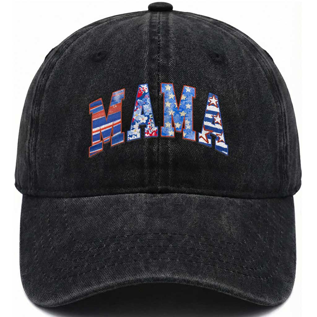 American Mama Washed Cotton Baseball Cap 4th of July TS10 Washed Cap Universal Fit Black Print Your Wear