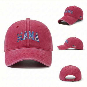 American Mama Washed Cotton Baseball Cap 4th of July TS10 Washed Cap Universal Fit Red Print Your Wear