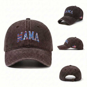 American Mama Washed Cotton Baseball Cap 4th of July TS10 Washed Cap Universal Fit Dark Brown Print Your Wear