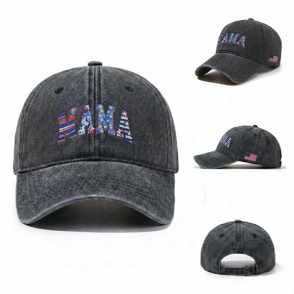 American Mama Washed Cotton Baseball Cap 4th of July TS10 Washed Cap Universal Fit Dark Gray Print Your Wear