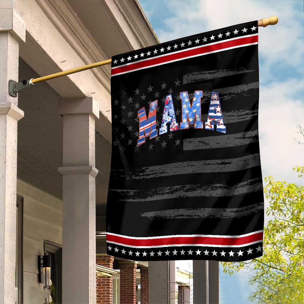American Mama Patriotic Garden Flag 4th of July TS10 Distressed Black Red Print Your Wear