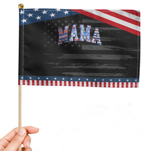 American Mama Patriotic Handheld Flag 4th of July TS10 Distressed 8.2" × 5.5" Black Blue Print Your Wear