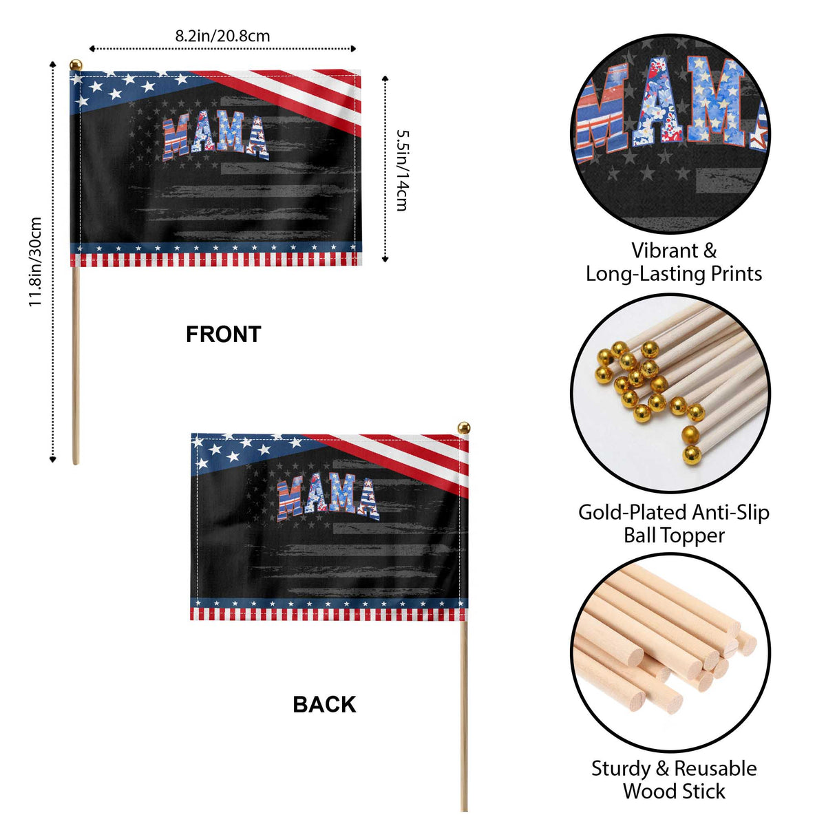 American Mama Patriotic Handheld Flag 4th of July TS10 Print Your Wear