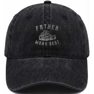 Father Mows Best Washed Cotton Baseball Cap Funny Lawn Mowing Mower Dad Father’s Day TS10 Print Your Wear