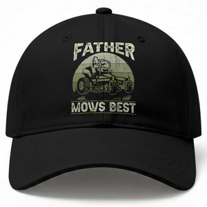 Father Mows Best Baseball Cap Lawn Mower Mowing Dad Retro Father's Day Gift TS10 Print Your Wear