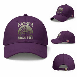 Father Mows Best Baseball Cap Lawn Mower Mowing Dad Retro Father's Day Gift TS10 Baseball Cap Universal Fit Purple Print Your Wear