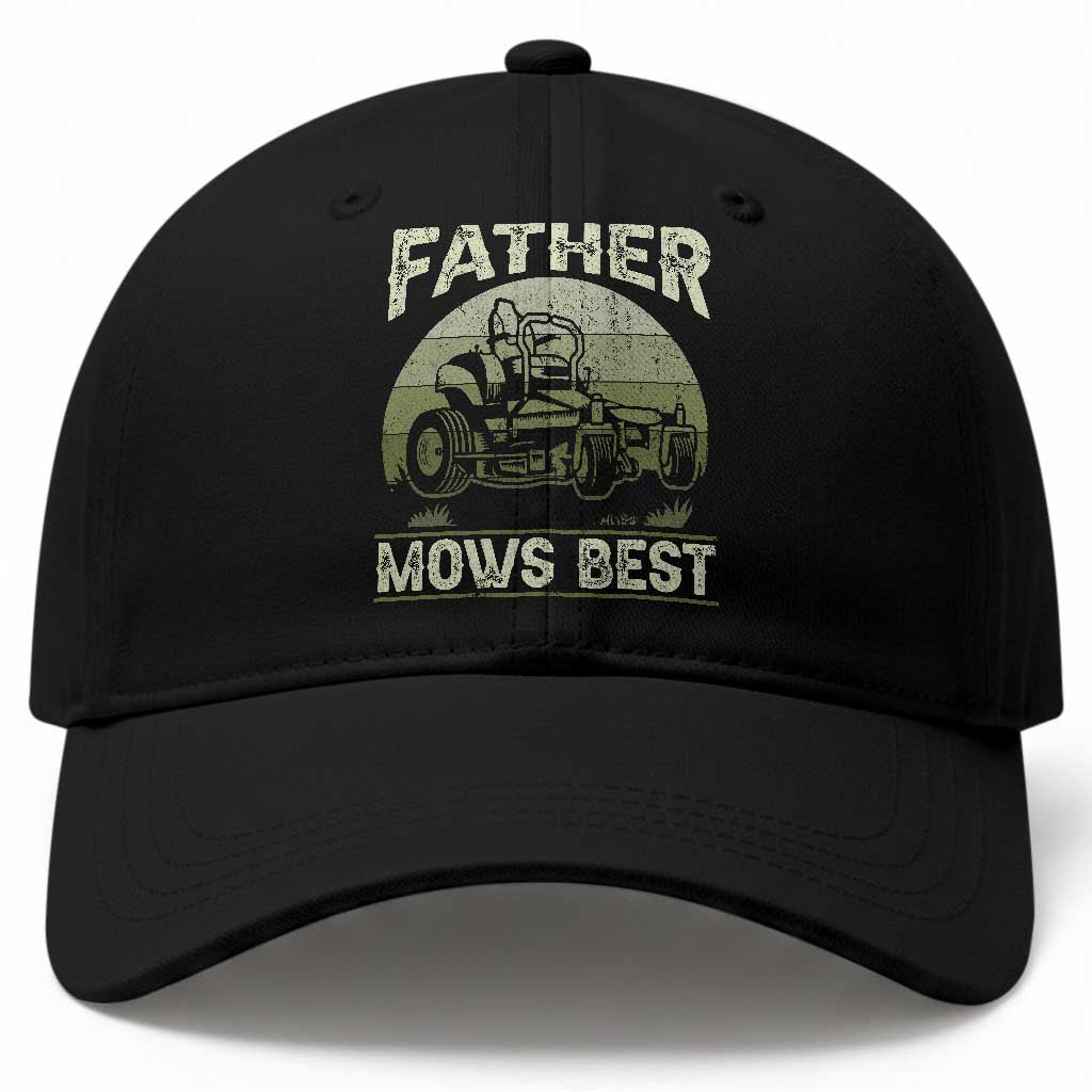 Father Mows Best Baseball Cap Lawn Mower Mowing Dad Retro Father's Day Gift TS10 Print Your Wear