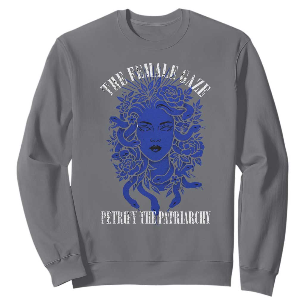 Medusa Feminist Sweatshirt Womens Rights Mythical Empowerment Graphic TS10 Charcoal Print Your Wear