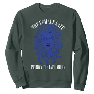 Medusa Feminist Sweatshirt Womens Rights Mythical Empowerment Graphic TS10 Dark Forest Green Print Your Wear