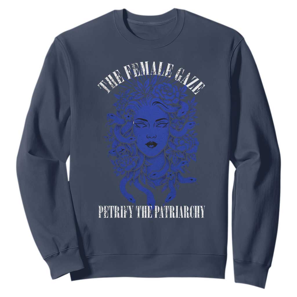 Medusa Feminist Sweatshirt Womens Rights Mythical Empowerment Graphic TS10 Navy Print Your Wear