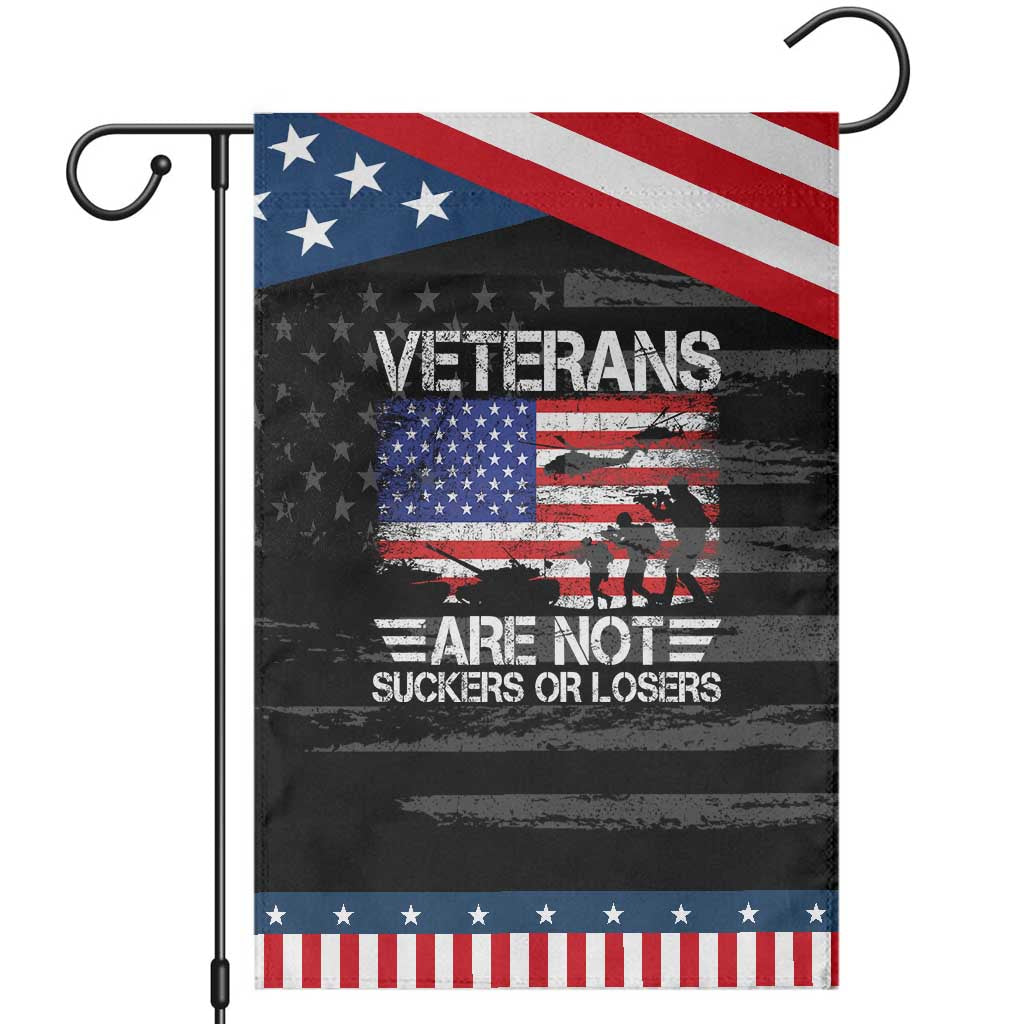 Veterans Are Not Suckers Or Losers Garden Flag Veteran Vintage US Flag Protest TS10 Distressed Black Blue Print Your Wear