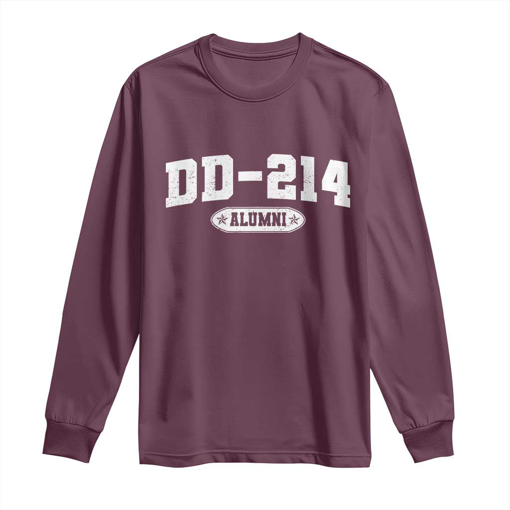 DD-214 Alumni Long Sleeve Shirt US Army Pride Military Veteran Retired TS10 Maroon Print Your Wear