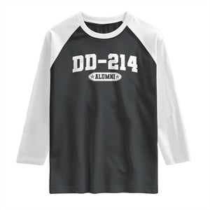 DD-214 Alumni Raglan Shirt US Army Pride Military Veteran Retired TS10 Black White Print Your Wear