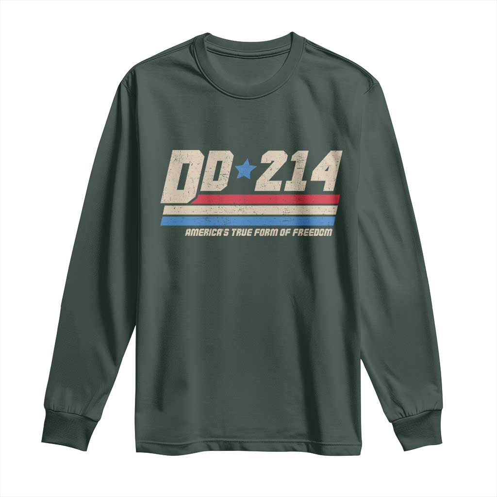 DD-214 Long Sleeve Shirt Armed Forces Military Alumni Vintage Veteran TS10 Dark Forest Green Print Your Wear