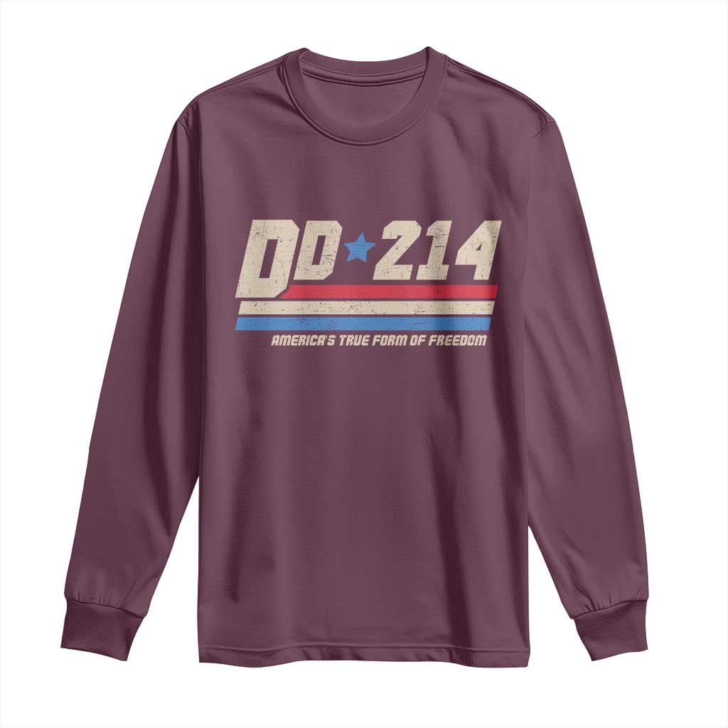 DD-214 Long Sleeve Shirt Armed Forces Military Alumni Vintage Veteran TS10 Maroon Print Your Wear