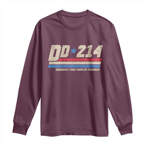 DD-214 Long Sleeve Shirt Armed Forces Military Alumni Vintage Veteran TS10 Maroon Print Your Wear