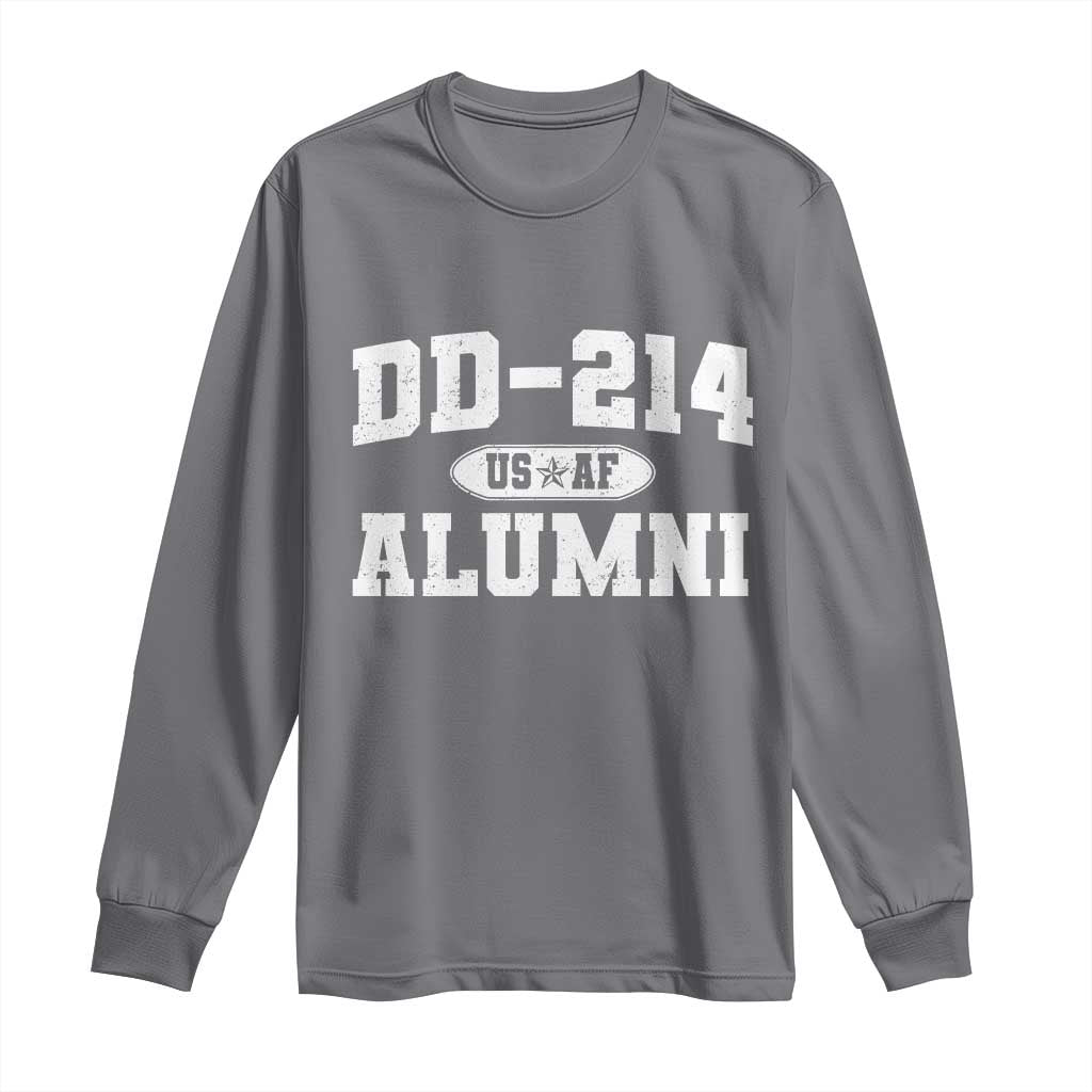 DD-214 US Air Force Alumni Long Sleeve Shirt US Military Veteran Retired TS10 Charcoal Print Your Wear