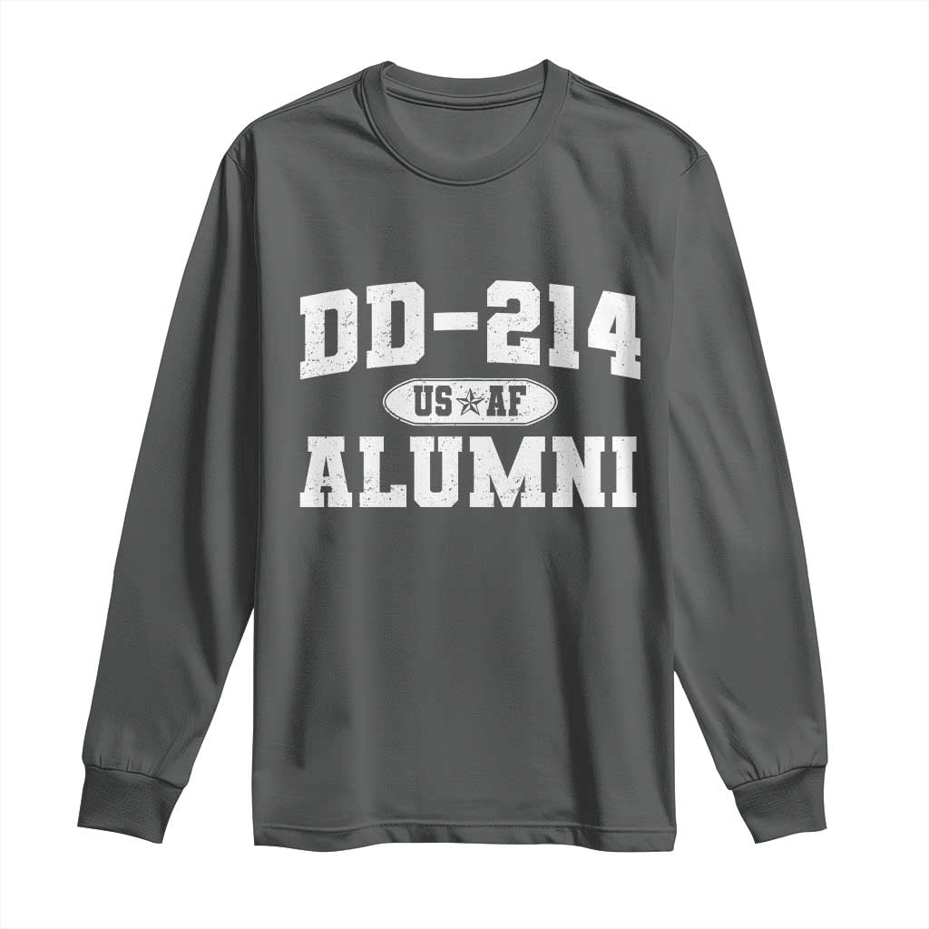 DD-214 US Air Force Alumni Long Sleeve Shirt US Military Veteran Retired TS10 Dark Heather Print Your Wear