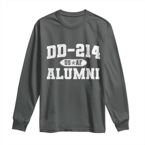 DD-214 US Air Force Alumni Long Sleeve Shirt US Military Veteran Retired TS10 Dark Heather Print Your Wear