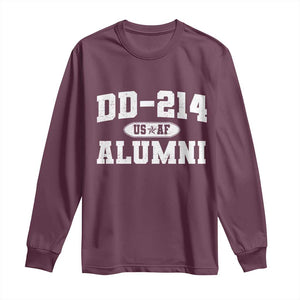 DD-214 US Air Force Alumni Long Sleeve Shirt US Military Veteran Retired TS10 Maroon Print Your Wear